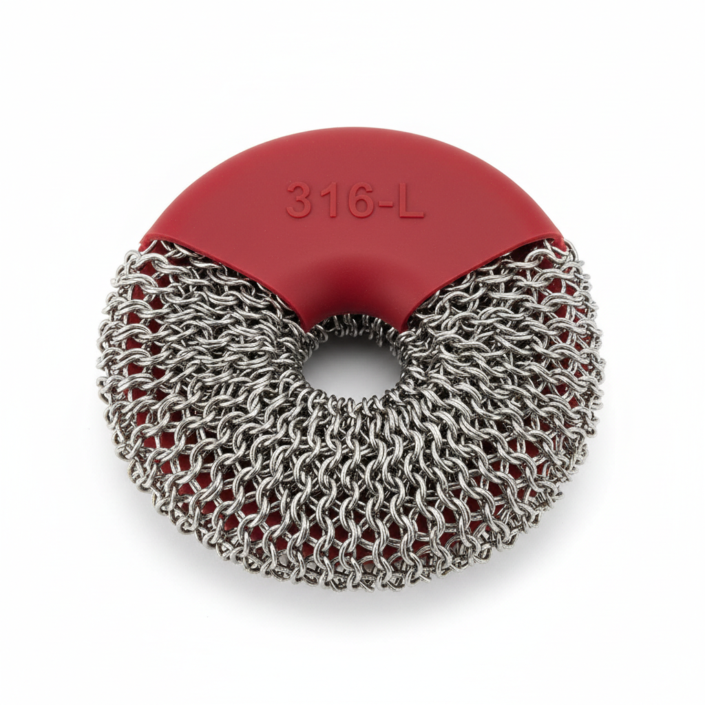 316L Cast Iron Scrubber Cleaner, Large Cast Iron Chain Mail Scrubber - Chainmail Scrubber Sponge - Metal Skillet Scrubbing, Wok, Dutch Oven Cleaning Kit